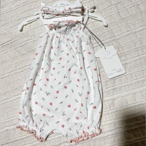 Trés Beau et Belle Floral Baby Romper with Matching Headband